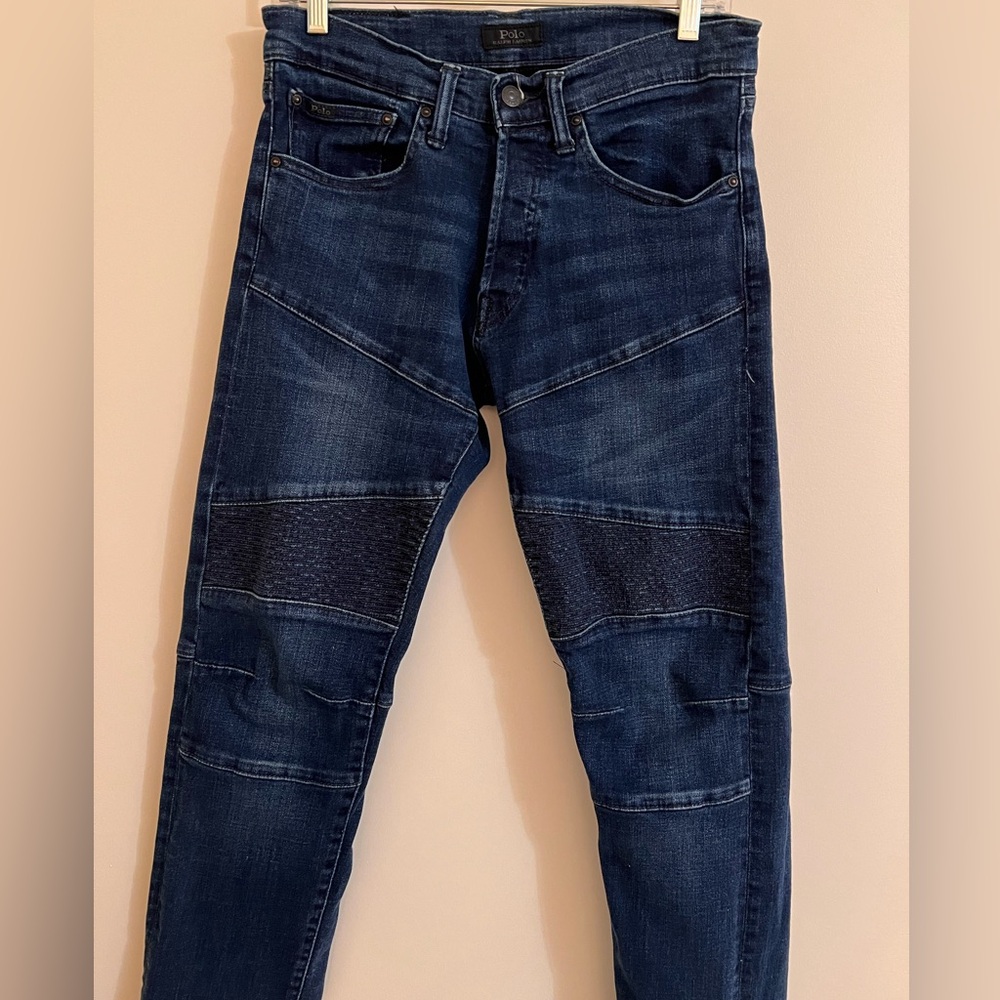 POLO RL MOTO BUTTON FLY JEANS WHISKERED SULLIVAN MEN'S 30 X 32